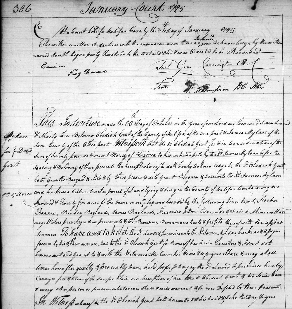 James Milam Purchase Deed OCT 1793